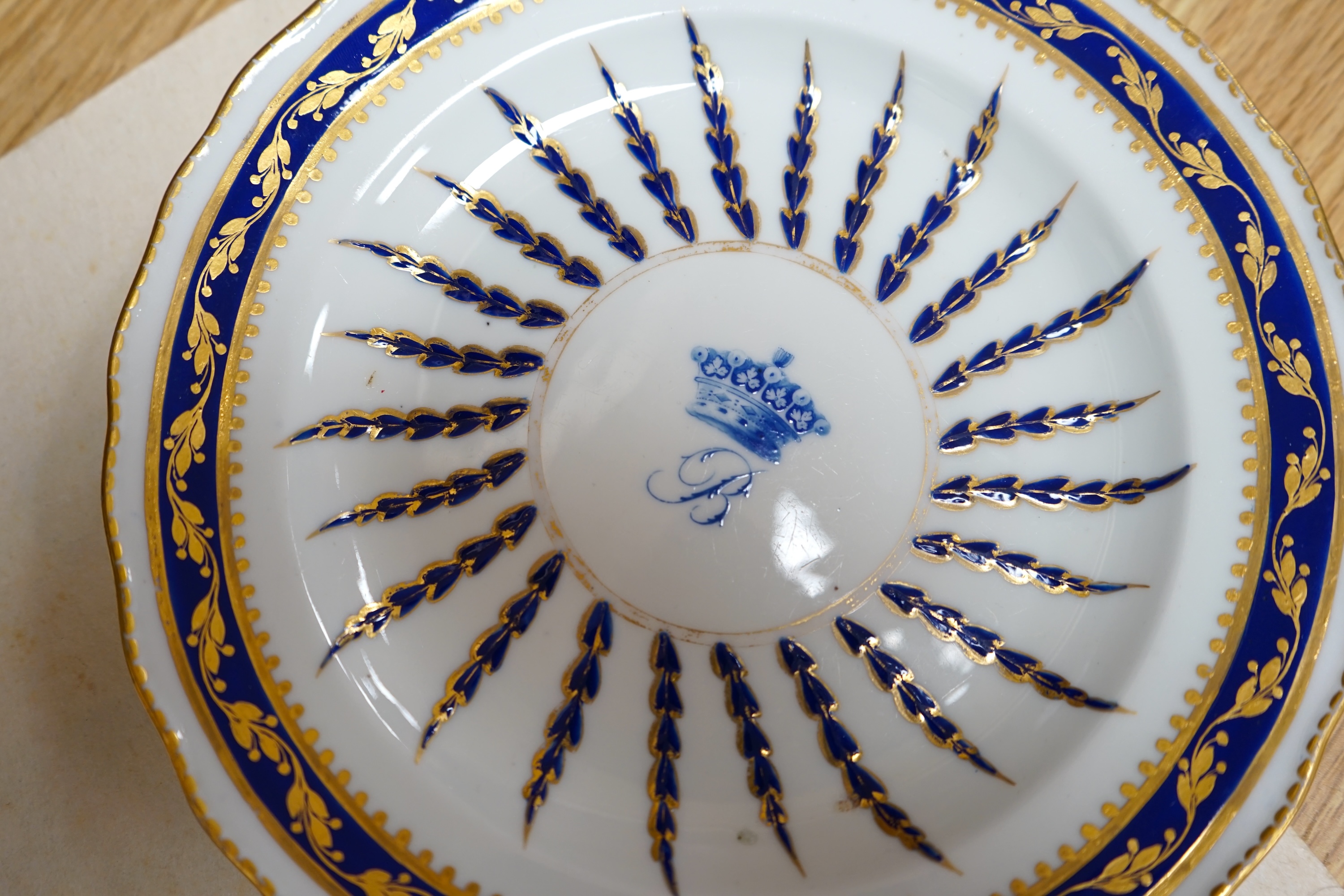 A Derby porcelain plate, c.1800, with Lady Blessington’s crest, 19cm in diameter. Condition - good